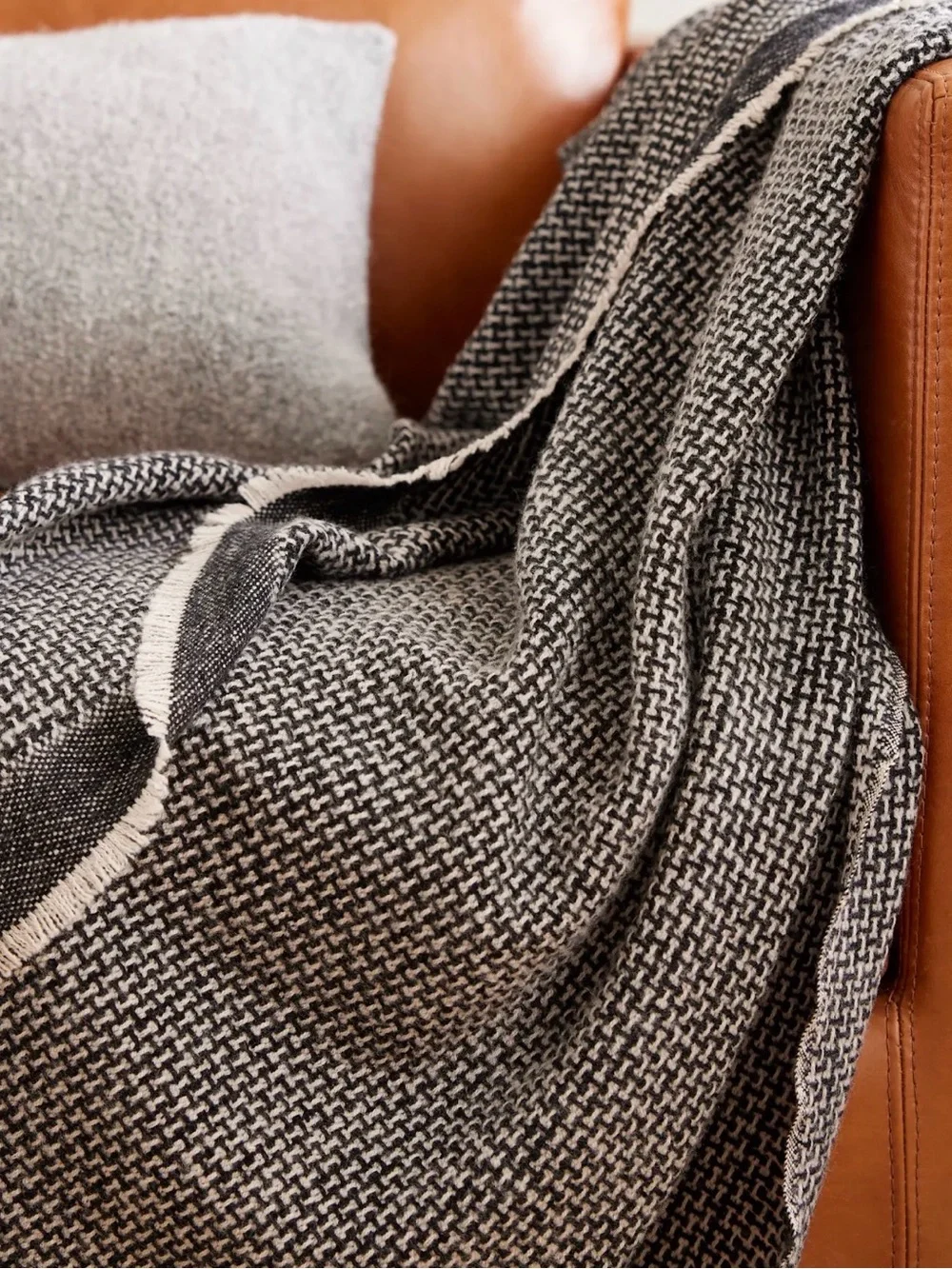 Quince Cashmere Wool Patterned Throw Blanket